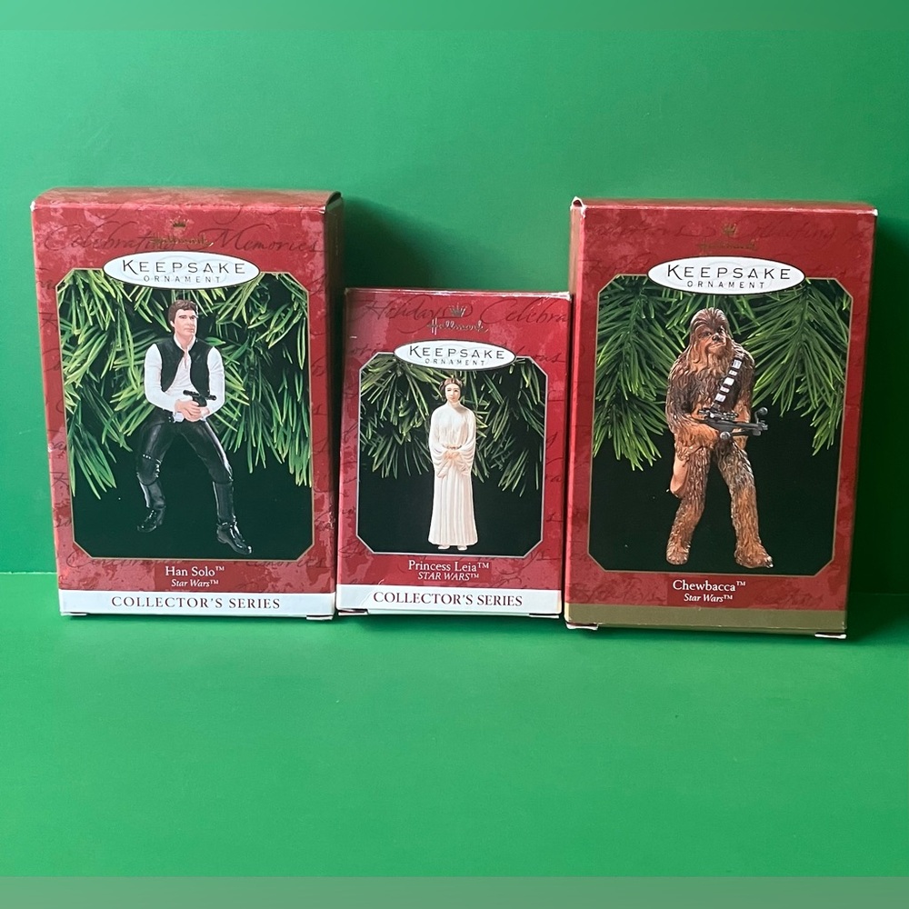 90s Star Wars Hallmark Keepsake Ornament Lot Han Solo Chewbacca Princess Leia